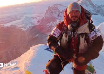 Nirmal Purja at the summit of Mount Everest