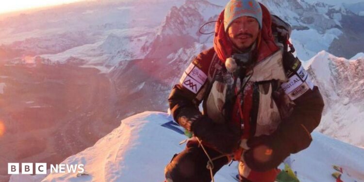 Nirmal Purja at the summit of Mount Everest
