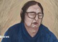 A courtroom sketch shows Erin Patterson attending proceedings via a video link from the Dame Phyllis Frost Centre, in the Victorian Court of Appeal in Melbourne, Australia, August 19