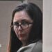 Erin Patterson during trial in Melbourne wearing glasses and her dark her down.
