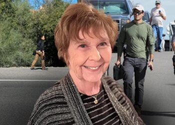Nancy Guthrie overlayed over photos of investigators