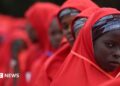 Brides wearing red hijabs from the 2023 Kano mass wedding in Nigeria