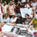 A child participates in a protest in Kathmandu, Nepal, on 22 August 2026, demanding justice for a three-year-old girl in Bara district, who was raped and killed.