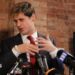 Yiannopoulos seen holding a news conference in 2017