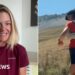 Sophie Woods in a split screen - on an interview (l) and running in the Alps (r)