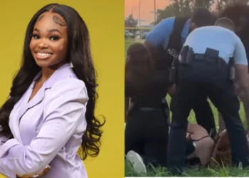 Kennedy Reed (left) was killed in a crash. Witnesses uploaded a video of officers tackling the alleged driver (right).