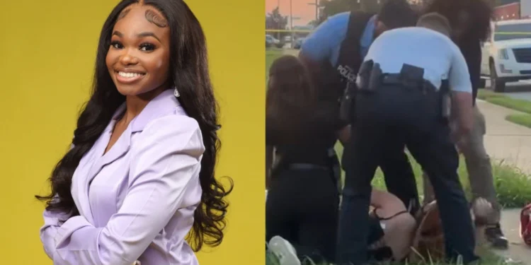 Kennedy Reed (left) was killed in a crash. Witnesses uploaded a video of officers tackling the alleged driver (right).