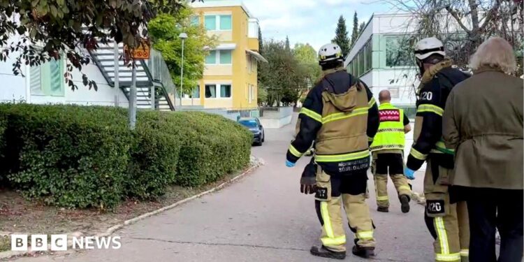 Emergency services outside school in Sweden