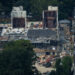 Workers continue construction of a helipad and Ballroom on the South Lawn of the White House