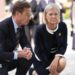 Swedish Prime Minister Ulf Kristersson (L) and Social Democratic Party leader Magdalena Andersson visit the makeshift memorial.