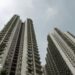 High-rise apartment buildings in Forest City seen from below