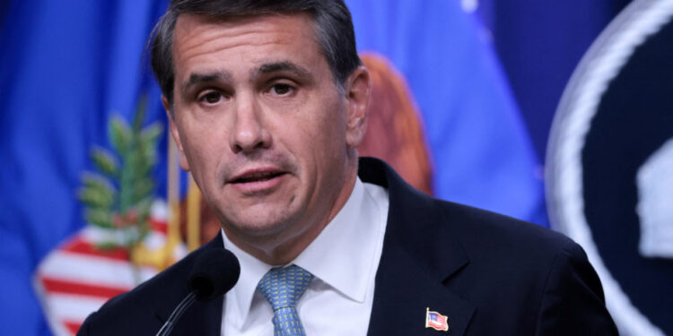 Acting US Attorney General Todd Blanche announces new Trump administration actions against the Jalisco New Generation Cart...