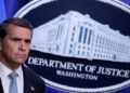 FILE PHOTO: Acting US Attorney General Todd Blanche announces new Trump administration actions against the Jalisco New Gen...