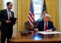U.S. President Trump signs executive orders at the White House in Washington