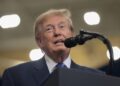 U.S. President Trump participates in a Congressional Space Medal of Honor presentation, at NASA's Johnson Space Center in ...