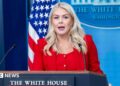 White House Press Secretary Karoline Leavitt speaks during a press briefing in the James S. Brady Press Briefing Room at the White House in Washington, D.C., United States, on 23 July 2026
