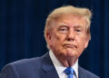 U.S. President Trump participates in a Congressional Space Medal of Honor presentation, at NASA's Johnson Space Center in ...