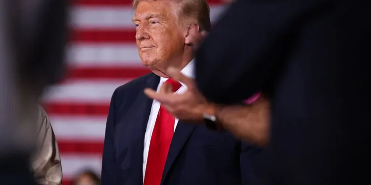 A video exposing Trump’s bald patch has fueled more speculation about his changing hair. (Photo by Samuel Corum/Getty Images)