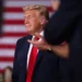 A video exposing Trump’s bald patch has fueled more speculation about his changing hair. (Photo by Samuel Corum/Getty Images)