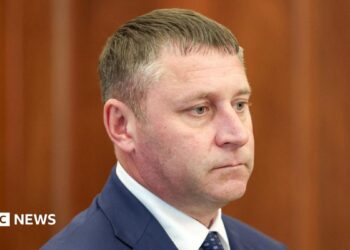 Belgorod's acting governor Alexander Shuvaev in a suit and tie earlier this month