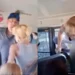 A California woman climbed through a bus door after the driver refused to let the kids off.