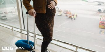 Three side by side photos from left a woman's legs wearing a skirt and flip flops, a man's legs wearing shorts and a woman wearing a white strappy top