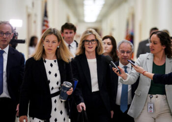 FILE PHOTO: Kathy Ruemmler, former chief legal officer at Goldman Sachs, meets with the House Oversight and Government Ref...