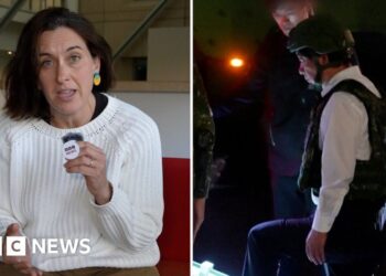 Split screen on Katy Watson (L) and Taiwan’s President William Lai (R)