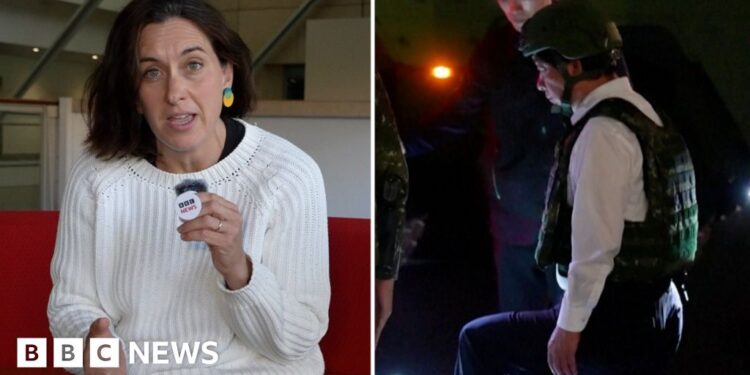Split screen on Katy Watson (L) and Taiwan’s President William Lai (R)