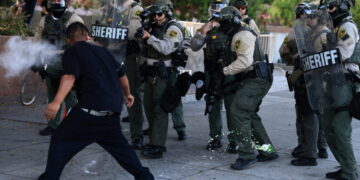 Protest against federal immigration sweeps, in Los Angeles