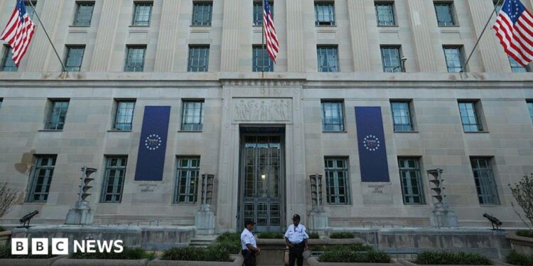The US Justice Department building in Washington DC