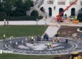 Aerial shot of the White House helipad under construction