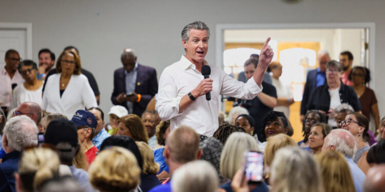 California Governor Gavin Newsom meets voters and local leaders in South Carolina