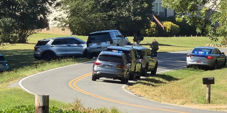 Police vehicles surround the scene of a deadly shooting on Forbes Road in Gaston County