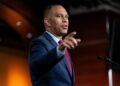 U.S. House Minority Leader Hakeem Jeffries holds a press conference