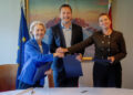 Danish PM Frederiksen, EU President Leyen and Greenland's PM Nielsen sign a joint declaration in Nuuk