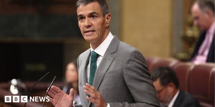 The Prime Minister, Pedro Sanchez, addresses a plenary session of the Congress of Deputies on 3 September 2026 in Madrid