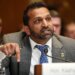 Kash Patel speaking at a witness table during a Senate committee hearing.