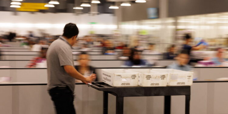 Election ballots are processed at the Los Angeles County Ballot Processing Center