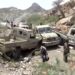 Aftermath of what a Houthi-owned TV network says are strikes on pro-government forces at an unknown location in Yemen