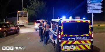 Police seal the area after a passenger train derailed in northern France. Photo: 11 September 2026