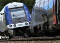 A derailed carriage of a passenger train in Cléon, northern France. Photo: 12 September 2026.