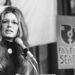 American feminist and activist Gloria Steinem speaks at a rally outside the United Nations in New York in 1978.