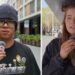 Split image, on the left is a young man wearing glasses and a beanie, on the right is a young woman wearing a black jacket. They are both standing on the street in Sydney, Australia.