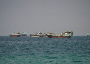 Vessels at the Strait of Hormuz, as seen from Musandam