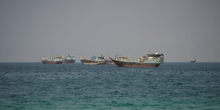 Vessels at the Strait of Hormuz, as seen from Musandam
