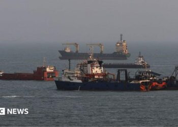 File photo showing commercial ships anchored in the Strait of Hormuz, off the coast of Bandar Abbas, Iran (10 August 2026)