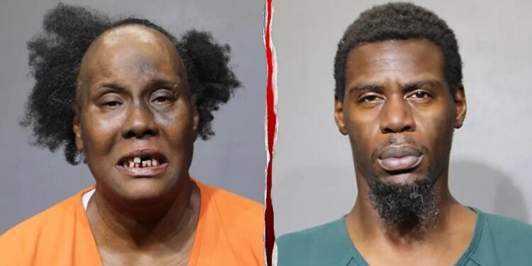 Two mugshots are seen side by side.