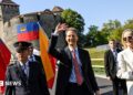 Liechtenstein's Hereditary Prince Alois and Hereditary Princess Sophie arrive at Liechtenstein's National Day celebrations