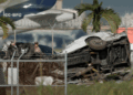 vehicles pummeled on road